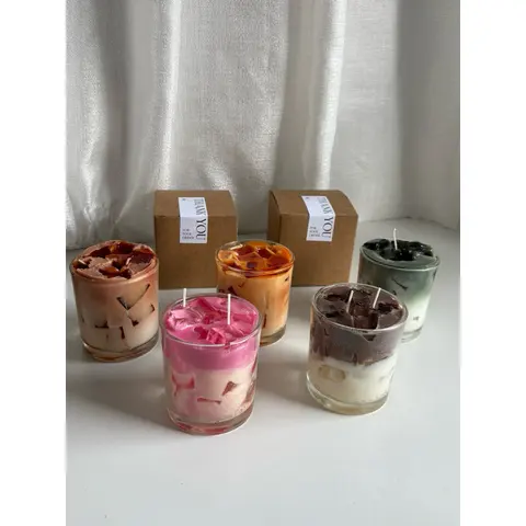 สินค้าใหม่!! เทียนหอม กาแฟ มัจฉะ ชาไทย โกโก้ นมเย็น พร้อมแพคเกจดังรูป