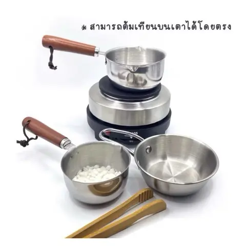 สินค้าใหม่!! พร้อมส่งหม้อสเตนเลส ตั้งบนเตาได้โดยตรง(แถมช้อนไม้) มีราคาส่ง